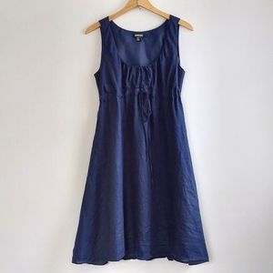 DKNY Navy Blue Linen Empire Waist Summer Dress, Sz S